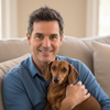 James K. with dog