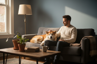 Man with Akita