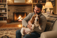 Man with Basset Hound