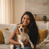Woman with Beagle