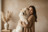 Woman with Chow Chow