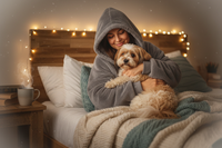 Woman with Lhasa Apso