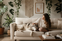 Woman with Siberian Husky
