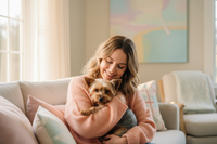 Woman with Yorkshire Terrier